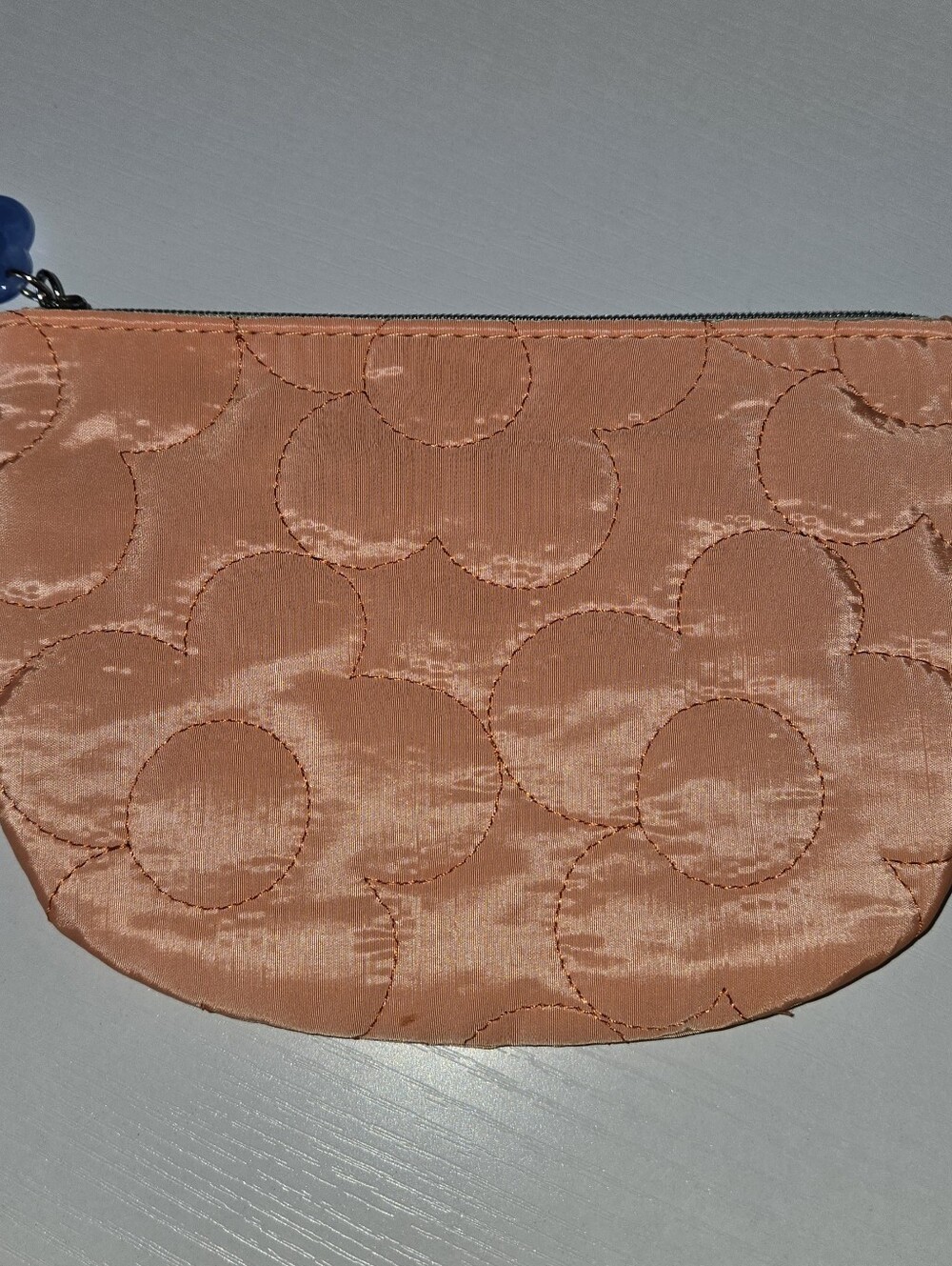 IPSY Orange Quilted Flower Pattern Make-up Pouch